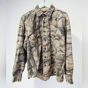 Vintage Melton Deerskin Woodland Chamois Shirt Mens 2XL USA Trees Rocks Cotton